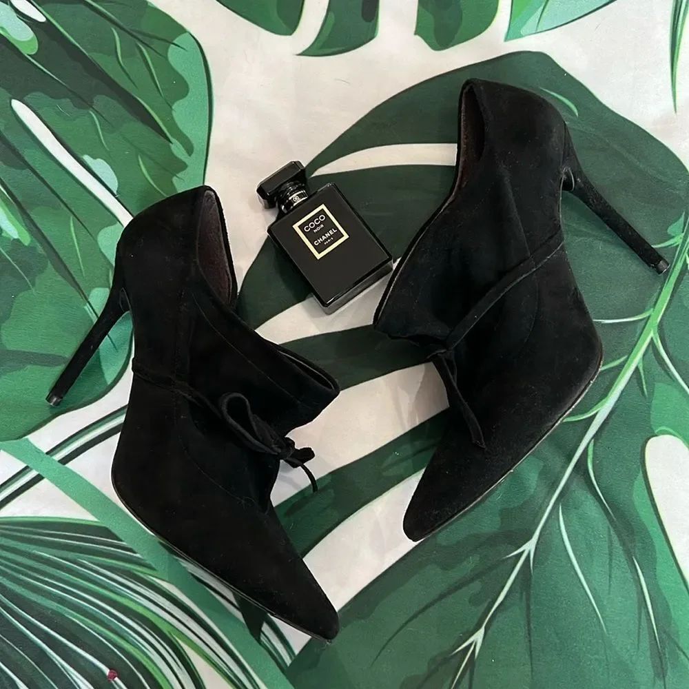 Stewart Weitzman black suede ankle booties